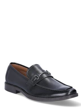 George Black Leather Slip-On Loafer with Metal Bit